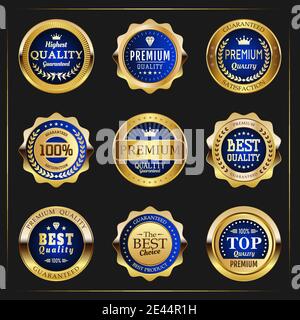 Collection of black top quality badges Stock Vector