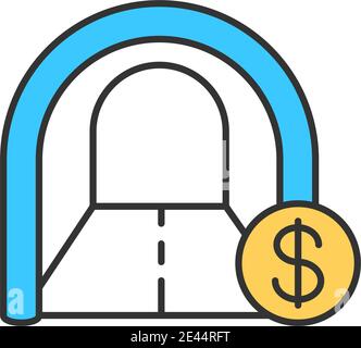 Toll tunnel RGB color icon Stock Vector