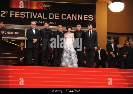 Chinese actor Chen Sicheng, director Lou Ye, actress Tan Zhuo, actor Qin Hao and actor Wu Wei arriving to the screening of 'Spring Fever' during the 62nd Cannes Film Festival at the Palais des Festivals in Cannes, France on May 14, 2009. Photo by Nebinger-Orban/ABACAPRESS.COM Stock Photo