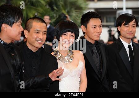 Chinese actor Chen Sicheng, director Lou Ye, actress Tan Zhuo, actor Qin Hao and actor Wu Wei arriving to the screening of 'Spring Fever' during the 62nd Cannes Film Festival at the Palais des Festivals in Cannes, France on May 14, 2009. Photo by Nebinger-Orban/ABACAPRESS.COM Stock Photo