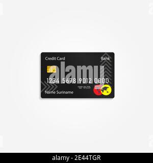 Vector illustration of detailed glossy black credit card isolated on white background Stock Vector