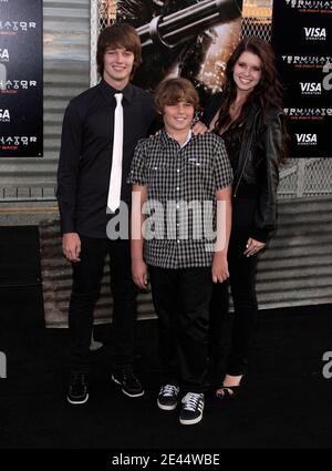 (L-R) Patrick Schwarzenegger, Christopher Schwarzenegger and Katherine Schwarzenegger arriving at the US premiere of 'Terminator Salvation' held at Grauman's Chinese Theatre in Los Angeles, CA, USA on May 14, 2009. Photo by Adam Orchon/ABACAPRESS.COM Stock Photo