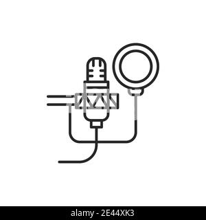 Sound-isolating microphone for sound recording color line icon. Pictogram for web page, mobile app, promo. Stock Vector