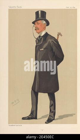 Leslie Matthew 'Spy' Ward, 1851â€“1922, British, Vanity Fair: Theatre; 'B', Mr. Squire Bancroft Bancroft, June 13, 1891, 1891. Chromolithograph. Stock Photo