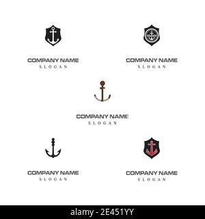 Set  Anchor Logo Template vector symbol nature Stock Vector