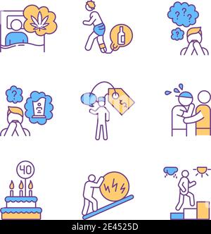 Mental health RGB color icons set Stock Vector