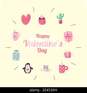 bundle of ten valentines day set icons and lettering vector illustration design Stock Vector