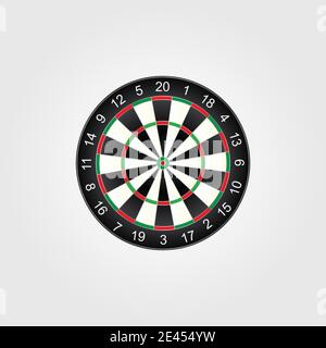Classic darts board target isolated on white background. Vector Illustration Stock Vector