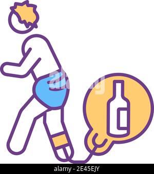 Alcoholism RGB color icon Stock Vector