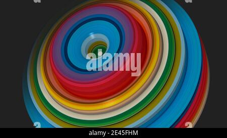 Abstract Dynamic patterns of rainbow color circles with displacement effect and circular motion. Col Stock Photo