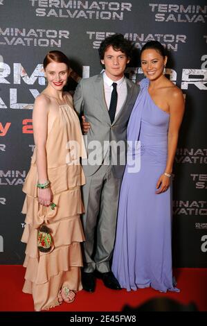 Moon Bloodgood, Bryce Dallas Howard, Anton Yelchin attending the Premiere of 'Terminator Salvation' held at Le Grand Rex in Paris, France on May 28, 2009. Photo by Thierry Orban/ABACAPRESS.COM Stock Photo