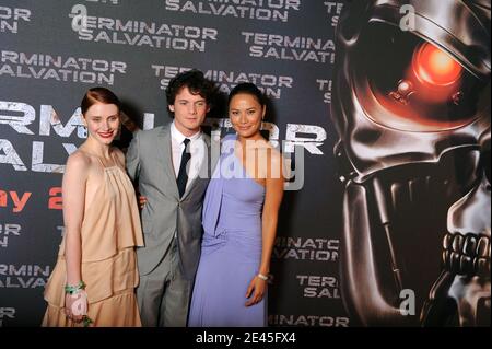 Moon Bloodgood, Bryce Dallas Howard, Anton Yelchin attending the Premiere of 'Terminator Salvation' held at Le Grand Rex in Paris, France on May 28, 2009. Photo by Thierry Orban/ABACAPRESS.COM Stock Photo