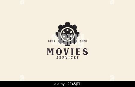 cinema  movie gear services  logo symbol icon vector graphic design Stock Vector