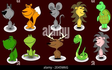 cute colorfull animals design art vector Stock Vector