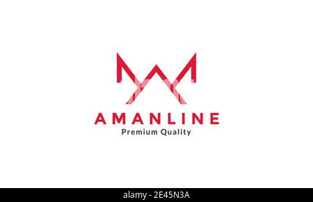 simple bold line letter AM or MA logo symbol icon vector graphic design Stock Vector