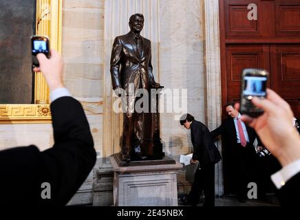 Unveiling of a statue of the late former President Ronald Reagan in the Capitol Rotunda in Washington, DC, USA on June 3, 2009. The Reagan statue will become part of the National Statuary Hall Collection, which is comprised of statues donated by individual states to honor men and women notable in each state's history. Photo by Olivier Douliery/ABACAPRESS.COM Stock Photo