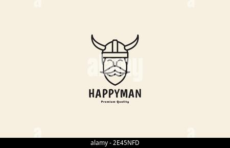 viking man line vintage simple logo design Stock Vector