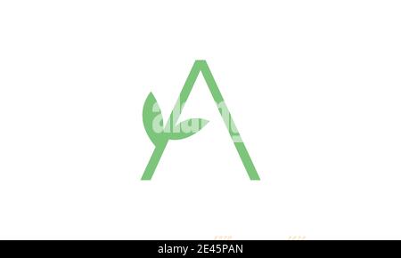 letter A modern triangle line with leaf logo symbol icon vector graphic design Stock Vector