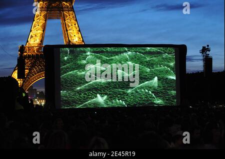 People Watch French Photographer Yann Arthus Bertrand S Movie Home On Giant Screen Displayed On Champ De