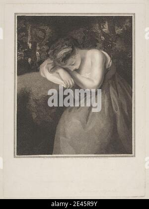 Print made by John Jones, ca. 1745â€“1797, British, The Girl Sleeping, 1790. Etching, engraving, aquatint and stipple (first state) on moderately thick, moderately textured, cream, laid paper. Stock Photo