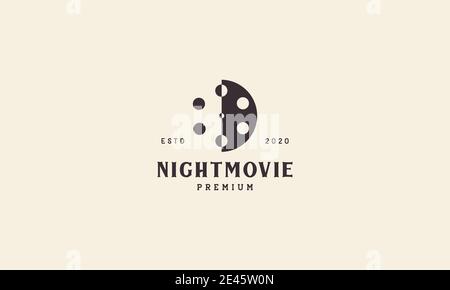 cinema  movie night moon  logo symbol icon vector graphic design Stock Vector