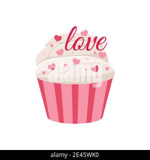 Valentines day cupcake icon isolated on white background. Stock Vector