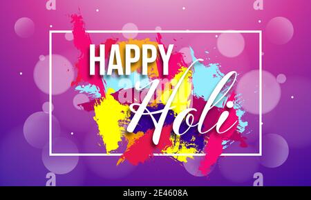 Happy Holi background for indian festival. Design for card, greeting, poster, flyer, banner, brochure, background. Stock Vector