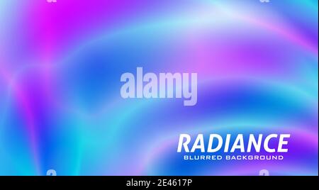 Radiance. Abstract blue, purple and turquoise blurred background with neon colors gradient. Beautiful vector graphic wallpaper Stock Vector