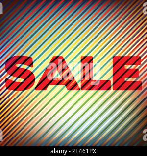 'Sale' on a bright abstract striped background. Vector graphic pattern Stock Vector