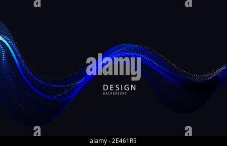 Flowing particle waves. Music abstract tech background. Vector sound ...