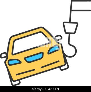 Car towing RGB color icon Stock Vector