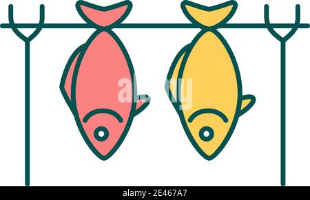 Hot smoked fish RGB color icon Stock Vector