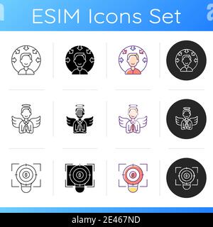Company vision icons set Stock Vector
