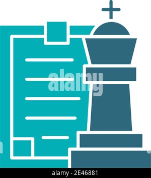 King chess with clipboard colored icon. Board game, table entertainment symbol Stock Vector