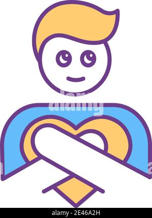 Self-compassion and self-love RGB color icon Stock Vector