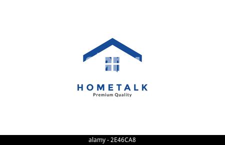 home or house roof with talk consulting logo symbol icon vector graphic design Stock Vector