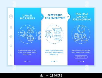 Covid-friendly office Christmas parties onboarding vector template Stock Vector