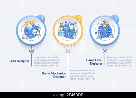 Game designers types vector infographic template Stock Vector