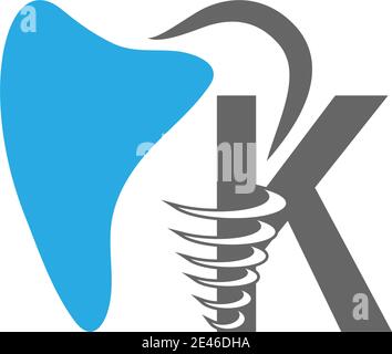 Letter K logo icon with dental design illustration vector Stock Vector