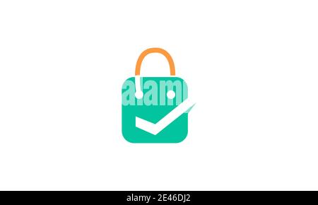 shopping bag discount check mark logo symbol icon vector graphic design Stock Vector