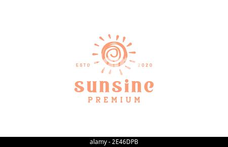 sun line art vintage hipster logo symbol icon vector graphic design Stock Vector