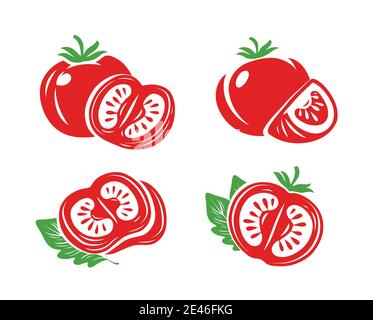 Tomato icon set. Isolated vegetables. Vector illustration Stock Vector