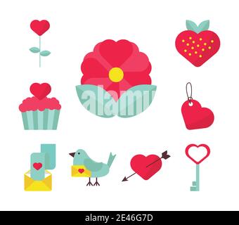 nine valentines day icons Stock Vector Image & Art - Alamy