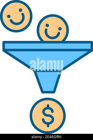 Marketing funnel RGB color icon Stock Vector