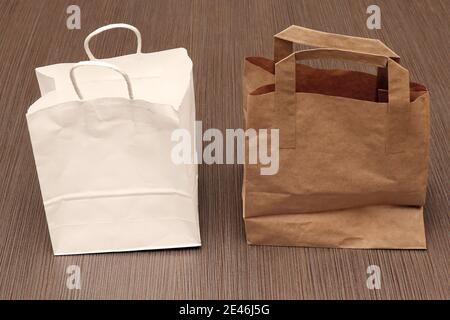 Open paper bags used for shopping good for environment conservation Stock Photo