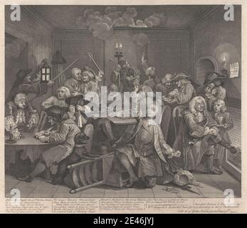 William Hogarth, 1697â€“1764, British, A Rake's Progress, Plate VI: He Gambles, 1735. Engraving.