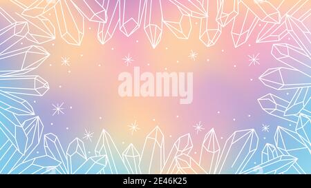 Vector pastel background with white crystal outline. Pixiecore and fairycore. Stock Vector