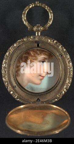 Adam Buck, 1759â€“1833, British, A Lady with Light Brown Hair Worn in Ringlets, undated. Watercolor on ivory.   hair , woman Stock Photo