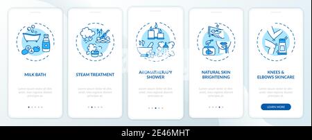 Spa procedures onboarding mobile app page screen with concepts Stock Vector