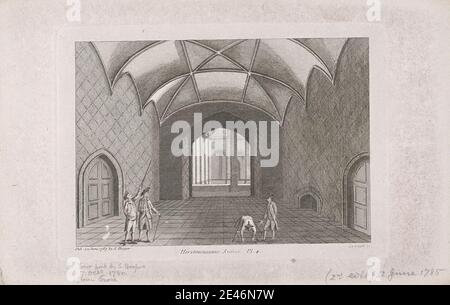 Sparrow, active 1773–1787, Herstmonceux Castle, Sussex Pl. 4, undated. Engraving, with graphite on slightly textured, medium, white wove paper.   architectural subject , castle Stock Photo